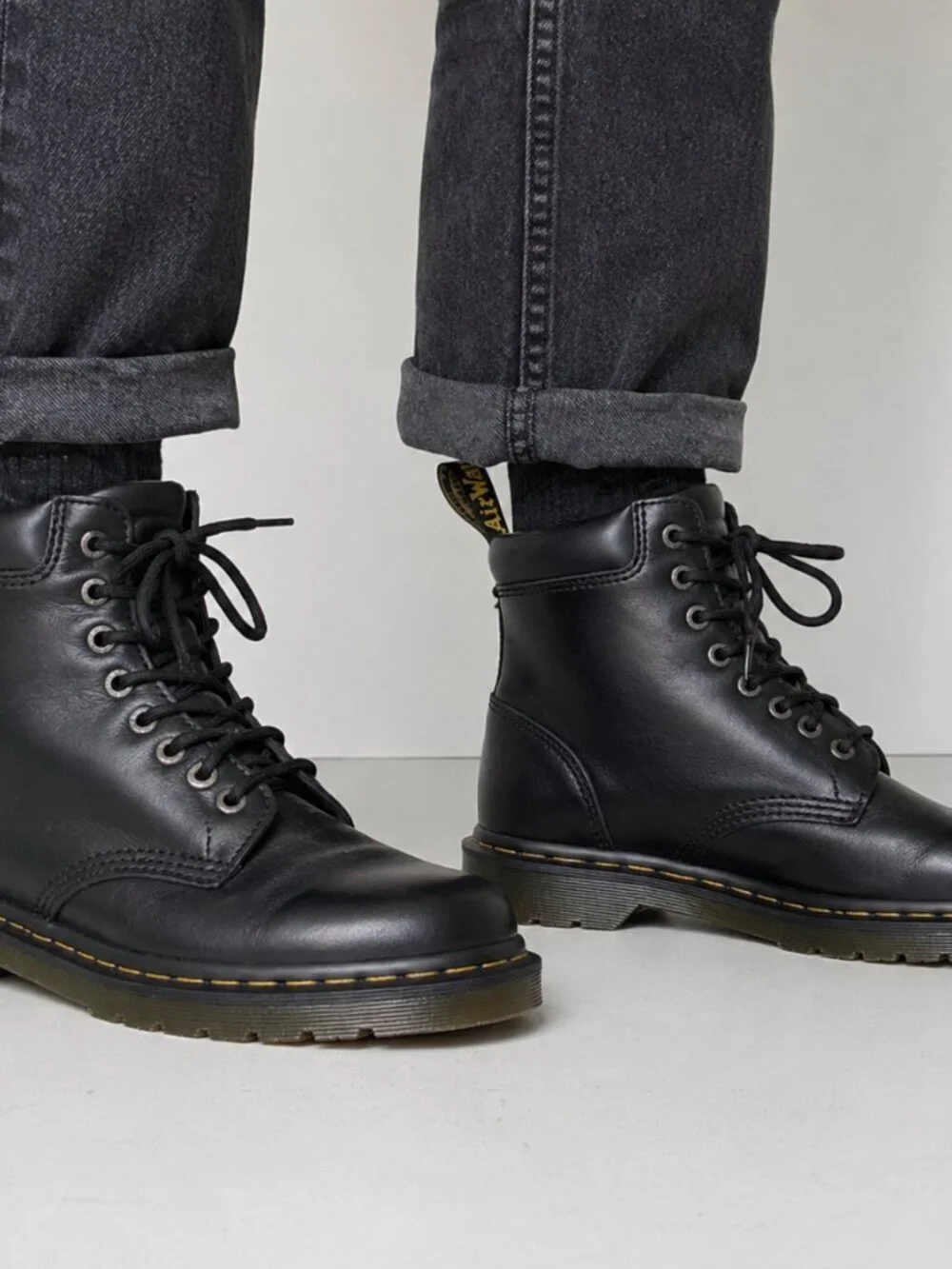 Dr Martens Cartor Black Leather Combat Boots Mens 8 Womens 9 EU 41 AirWair Lace